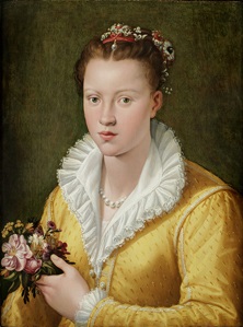 Portrait of a Girl Holding a Bouquet of Flowers